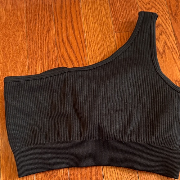 Blue One-Shoulder Ribbed Top - Picture 4 of 4